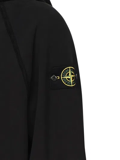 Stone Island Relaxed Fit Black Hoodie With Distinctive Patch Logo In Black