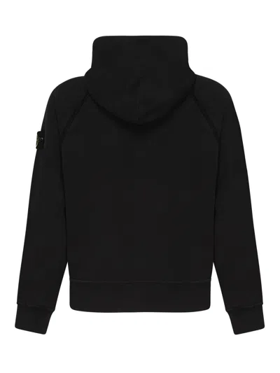 Stone Island Relaxed Fit Black Hoodie With Distinctive Patch Logo In Black