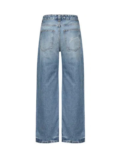 Jacquemus High-waisted Wide-leg Denim Pants With Signature Detail In Blue