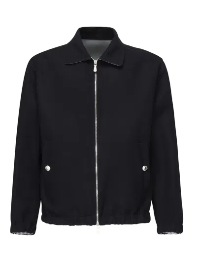 Eleventy Wool Bomber Jacket In Black