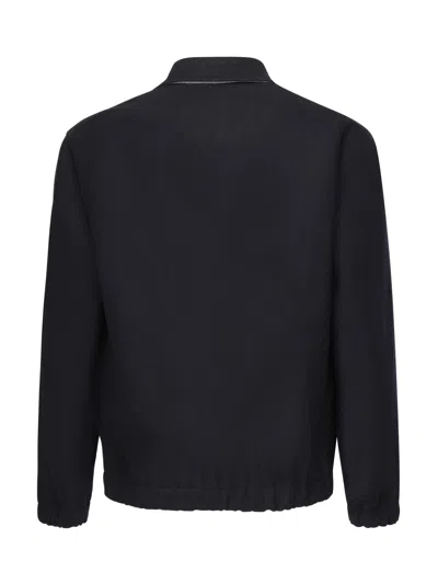 Eleventy Wool Bomber Jacket In Black