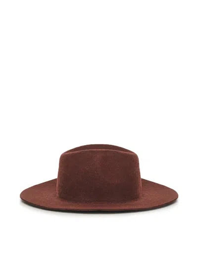 Ruslan Baginskiy Monogram-embellished Fedora Hat With Wide Brim In Brown