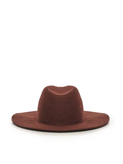 Ruslan Baginskiy Monogram-embellished Fedora Hat With Wide Brim In Brown