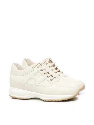 Hogan Leather Interactive Sneakers In Neutral