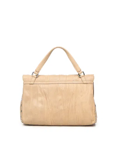 Zanellato Structured Beige Lamb Leather Shoulder Bag In Brown