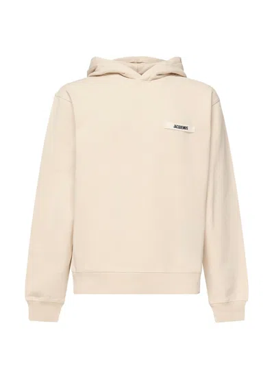 Jacquemus Relaxed Fit Cotton Hoodie With Subtle Branding In Neutral