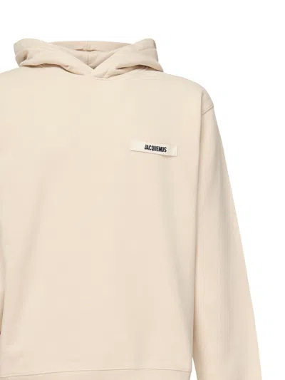 Jacquemus Relaxed Fit Cotton Hoodie With Subtle Branding In Neutral
