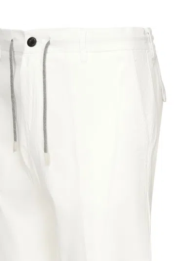 Eleventy White Pants With Elastic Drawstring Waist And Tapered Leg In Cotton Blend Stretch Woman In White