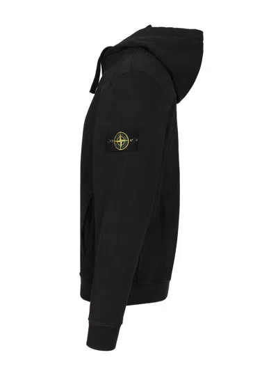 Stone Island Organic Cotton Hoodie With Hood In Black
