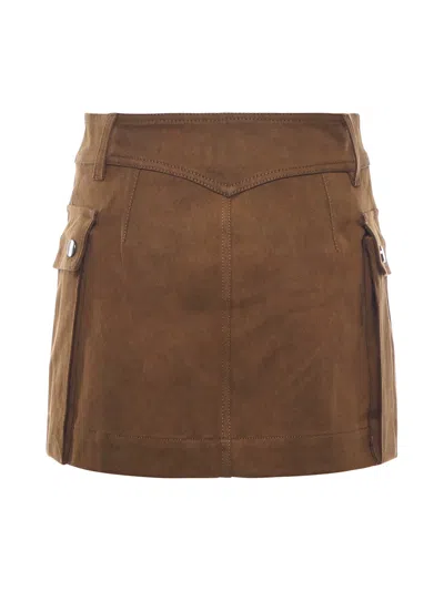 The Andamane Mini Skirt With Pockets And Loops In Brown