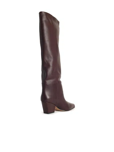 Paris Texas Leather Knee-high Block Heel Boot In Brown