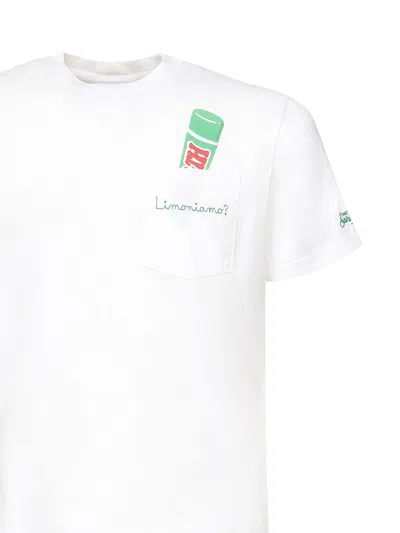 Mc2 Saint Barth Austin T-shirt With Embroidery And Print In White