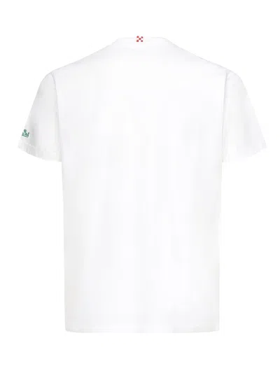 Mc2 Saint Barth Austin T-shirt With Embroidery And Print In White