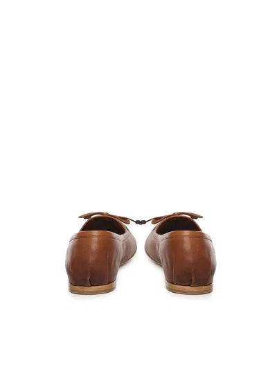 Miu Miu Leather Ballet Flats In Brown