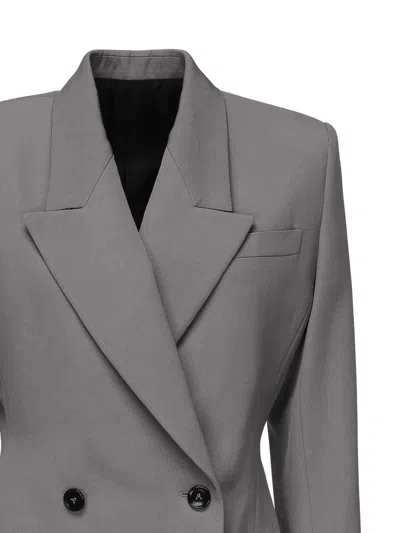 Alaïa Tailored Double-breasted Wool Gabardine Jacket In Gray