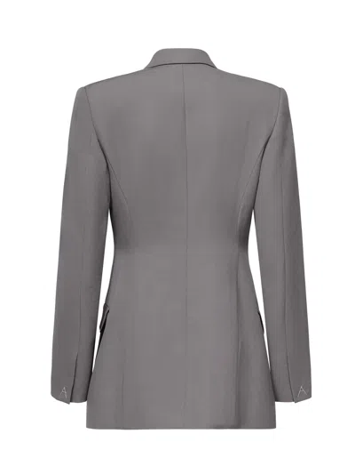 Alaïa Tailored Double-breasted Wool Gabardine Jacket In Gray
