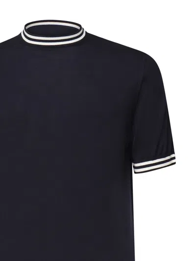 Eleventy Crew Neck Short-sleeved Sweater In Blue