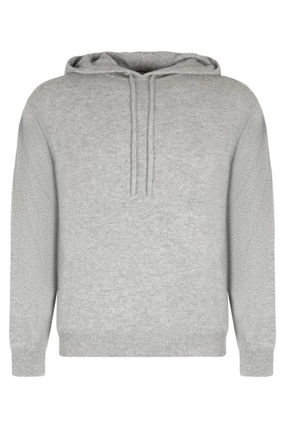 Le Kasha Hooded Knit Pullover And Pockets In Gray