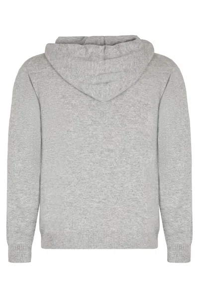 Le Kasha Hooded Knit Pullover And Pockets In Gray