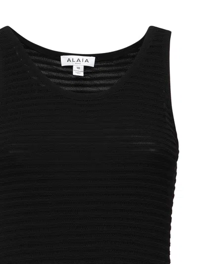 Alaïa Short Dress With Ruffle Knit In Black