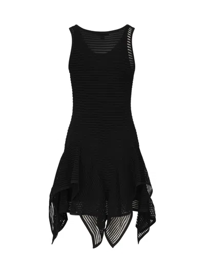 Alaïa Short Dress With Ruffle Knit In Black