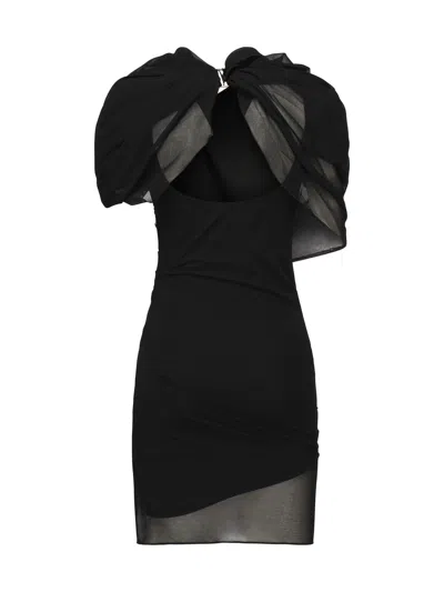 Jacquemus Womens Black Castagna Padded-shoulder Woven Mini Dress