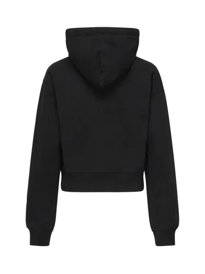 Jacquemus Le Hoodie Gros Grain Black Cropped Hoodie With Drawstring Hood And Logo Patch On The Front In Cotton In Black