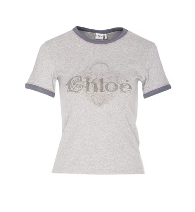 Chloé Baby Fit T-shirt With Logo In Cotton Jersey In Multi