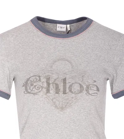 Chloé Baby Fit T-shirt With Logo In Cotton Jersey In Multi