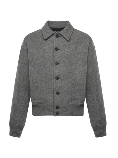 Jacquemus Mens Grey Feltro Pointed-collar Wool Bomber Jacket In Gray