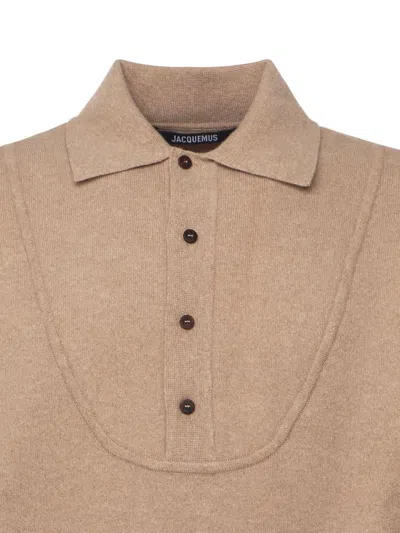 Jacquemus Polo Sweater La Maille Vareuse Pallone In Brown