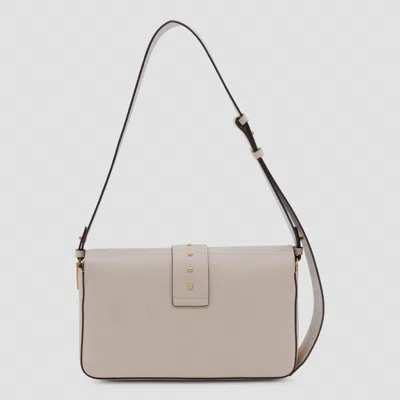 Pinko Beige Leather Mini Love Shoulder Bag In White