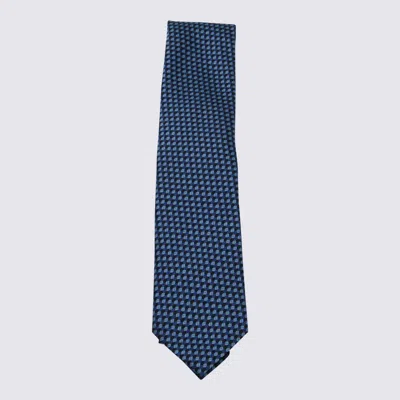 Zegna Geometric-pattern Tie In Blue