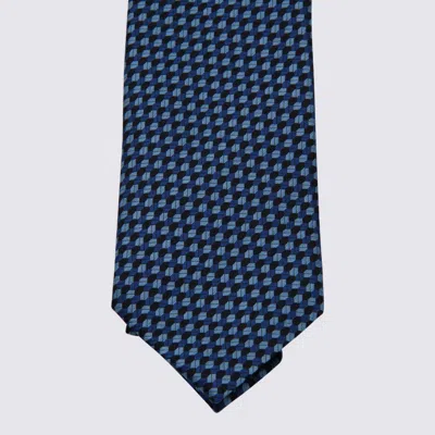 Zegna Geometric-pattern Tie In Blue