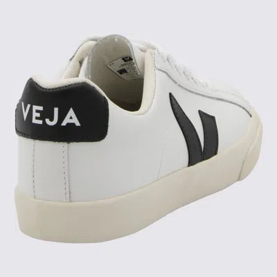 Veja Campo' White And Black Low Top Sneakers In Vegan Leather In Multi