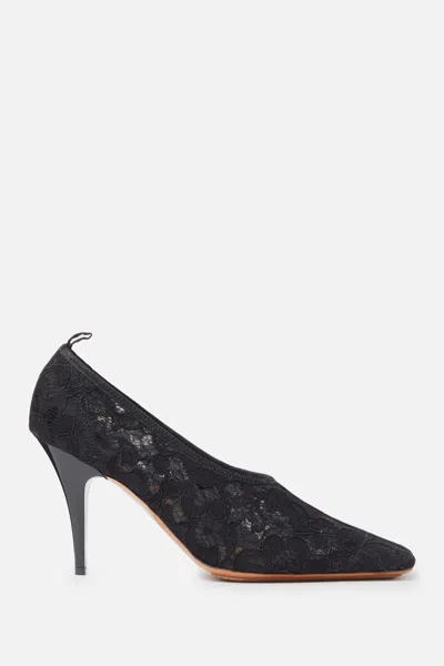 Stella Mccartney Square-toe Lace Stiletto Pumps In Black