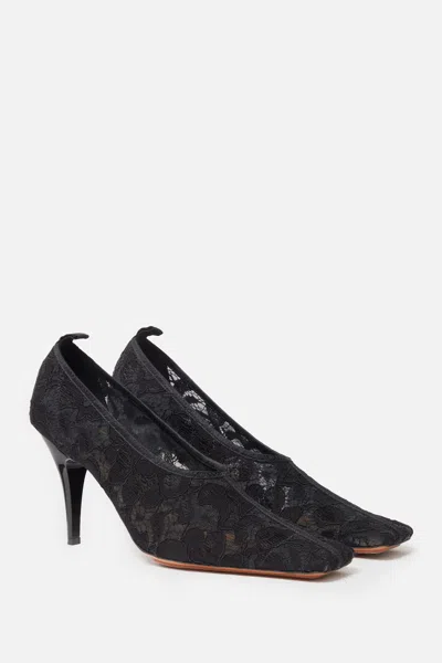 Stella Mccartney Square-toe Lace Stiletto Pumps In Black