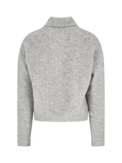 Ami Alexandre Mattiussi Light Grey Knit Sweater With Polo Collar And Three-button Placket In Gray