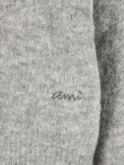 Ami Alexandre Mattiussi Light Grey Knit Sweater With Polo Collar And Three-button Placket In Gray