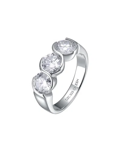 Genevive Moissanite Sterling Silver With 3-stone Past In Silver