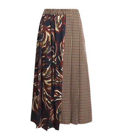 Weekend Max Mara Omens Wine-coloured Fanale Contrast Pleat Wool-blend Midi Skirt In Purple