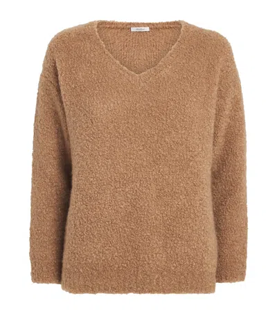 Max Mara Camel Wool-silk Bouclé Oversized Sweater In Brown