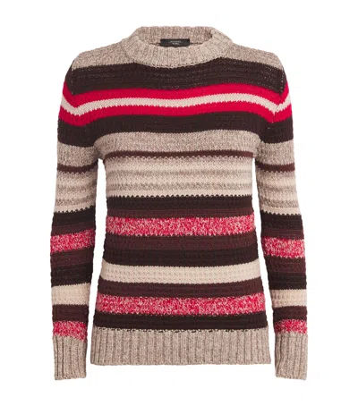 Weekend Max Mara Ilde Stripe Virgin Wool Crewneck Sweater In Multi