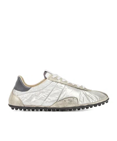 Maison Margiela Sprinters Nylon And Leather Low-top Sneakers In Silver