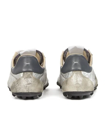 Maison Margiela Sprinters Nylon And Leather Low-top Sneakers In Silver