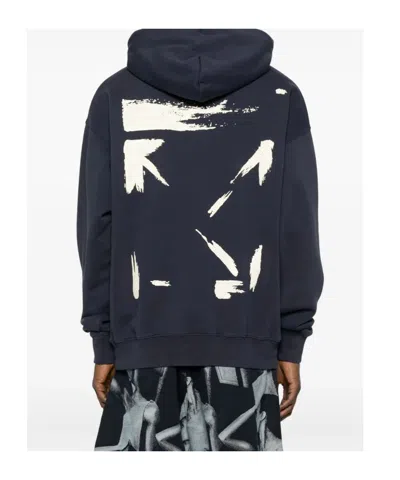 Off-white Hooded Sweatshirt Featuring Graphic Print In Black