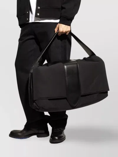 Jacquemus Men Padded Tote Bag With Leather Trim In Black