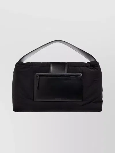 Jacquemus Men Padded Tote Bag With Leather Trim In Black