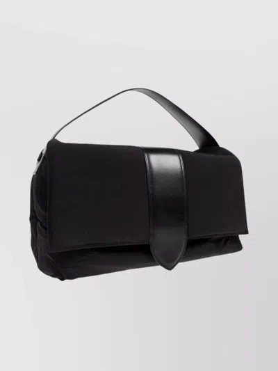 Jacquemus Men Padded Tote Bag With Leather Trim In Black