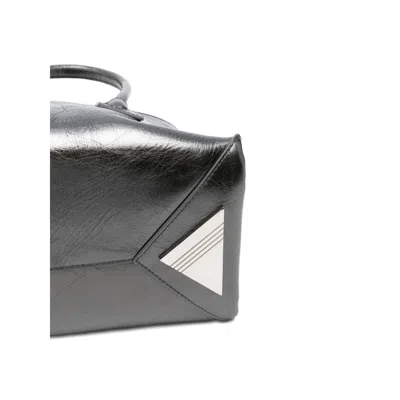 Attico Mini Crinkle Calf Leather Shoulder Bag With Adjustable Strap In Black